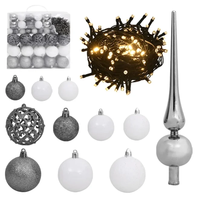 Árvore Natal VIDAXL artificial c/ 300 luzes LED, bolas e neve (210 cm)