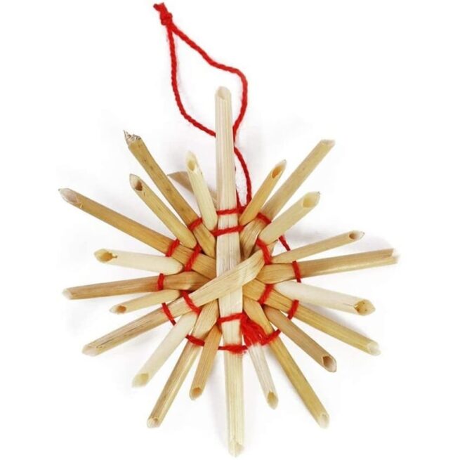 Conjunto de Estrelas de Palha de 56 Peças Enfeites de Árvore de Natal Pingentes de Palha para a Árvore de Natal Enfeites de Árvore de Natal