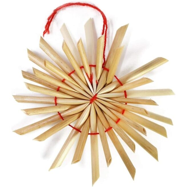 Conjunto de Estrelas de Palha de 56 Peças Enfeites de Árvore de Natal Pingentes de Palha para a Árvore de Natal Enfeites de Árvore de Natal
