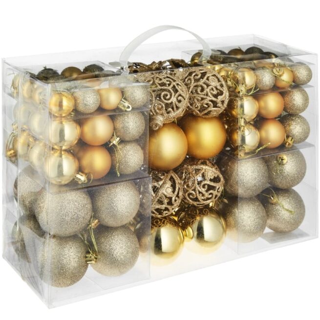 Conjunto TECTAKE de 100 Bolas de Natal Douradas