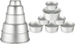 12 Peças set Alumínio Round Cake Pans Bakeware Sets com 4 polegadas, 6 polegadas, 8 polegadas, 9 polegadas, 10 polegadas