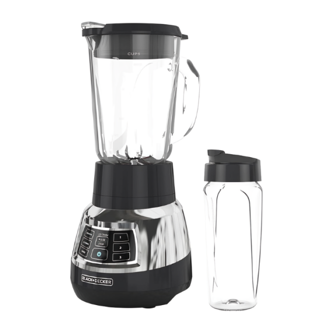 Liquidificador digital BLACK + DECKER PowerCrush com tecnologia silenciosa, aço inoxidável