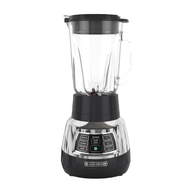 Liquidificador digital BLACK + DECKER PowerCrush com tecnologia silenciosa, aço inoxidável