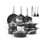 Carote ® | Conjunto Antiaderente de 10 a 35 Peças – Granito Branco ou Preto Clássico