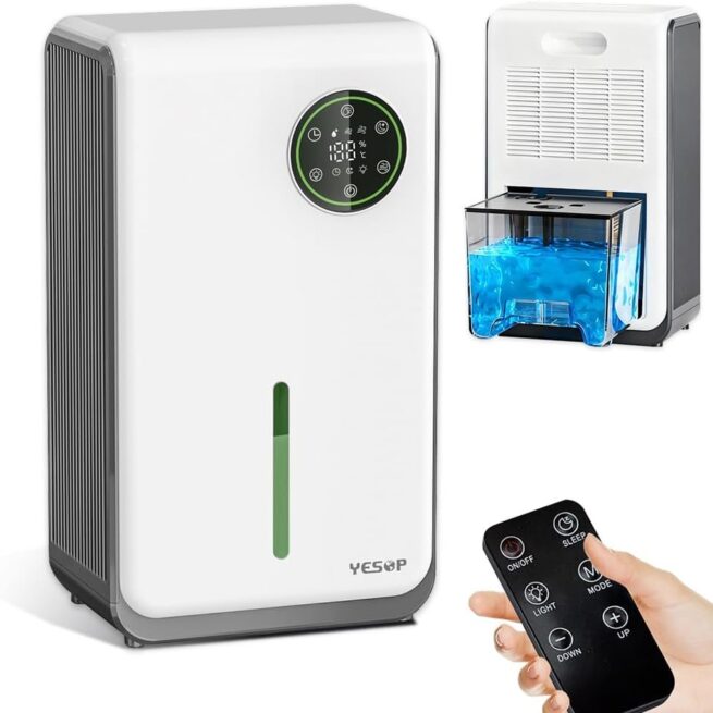 Yesop Desumidificador De Ar Ambiente Eletrico Antimofo 2000ml Portátil E Bivolt 110/220v Operação Controle Remota