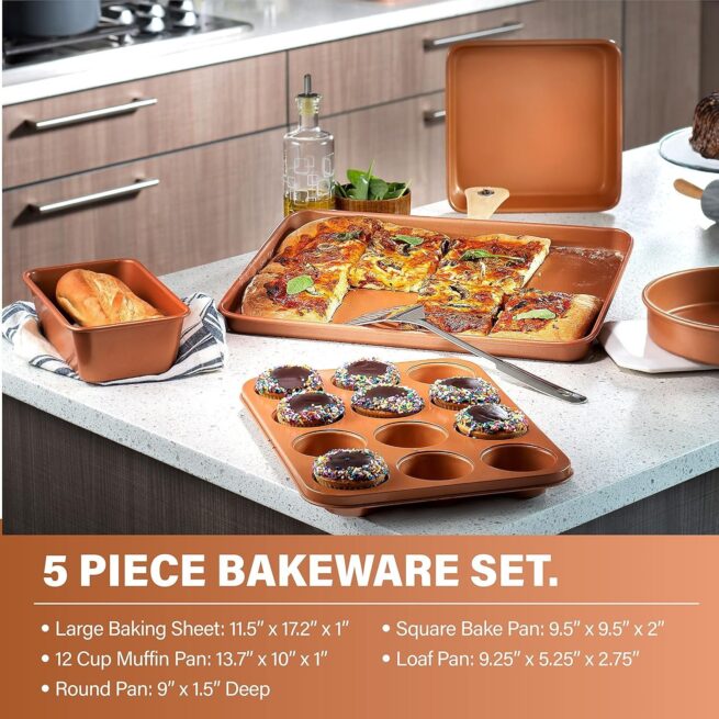 Gotham Steel Coleção Hammered Copper – Conjunto de panelas e frigideiras premium de 20 peças de cerâmica antiaderente