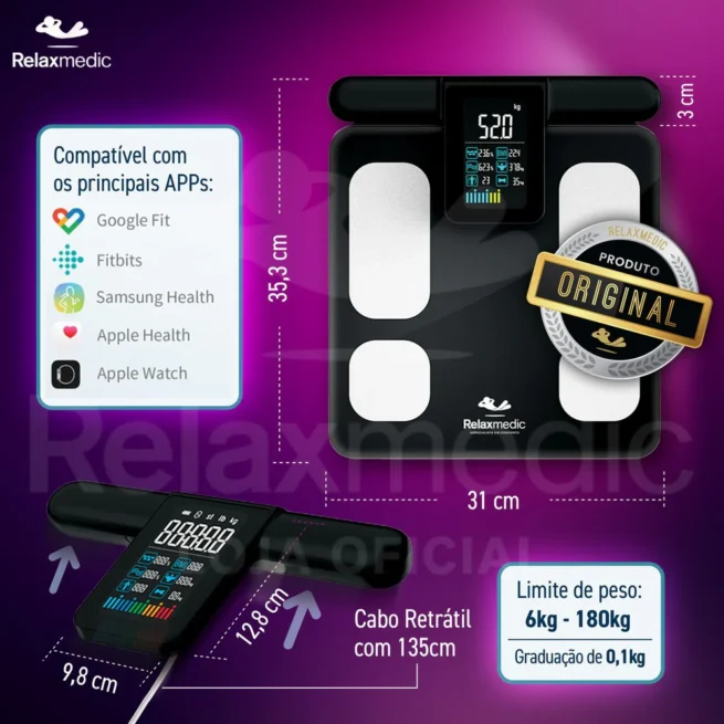 Balança Digital de Bioimpedância BodyScan Pro