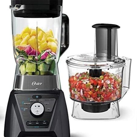 Oster Combo de liquidificador e processador de alimentos com 3 configurações para smoothies, shakes e picar alimentos