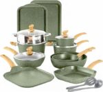 Conjunto de 17 panelas e frigideiras antiaderentes