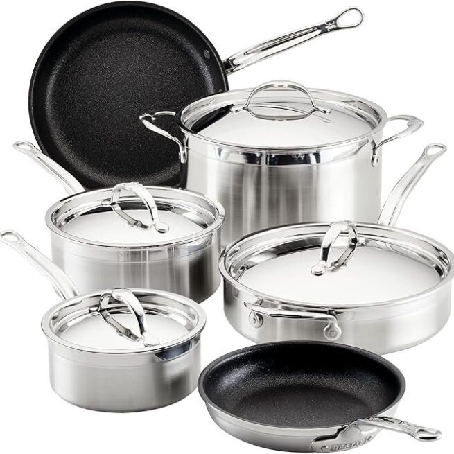 Hestan - Coleção ProBond Conjunto profissional de panelas antiaderentes TITUM de aço inoxidável